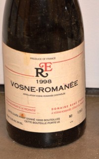 SH Enchères, Sophie Himbaut commissaire-priseur Vente online de vins et alcools provenant d'une cave du Lubéron vosne-romanee-1998